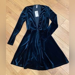American Apparel| Velvet Deep V Skater Dress| NWT